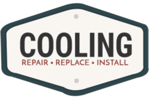 Cooling services sign featuring the words "COOLING" with "REPAIR • REPLACE • INSTALL" underneath, relevant to Shamrock Heating & Cooling's HVAC offerings in Tempe, Arizona.